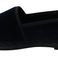 Blue Velvet Leather Espadrilles Flats Shoes