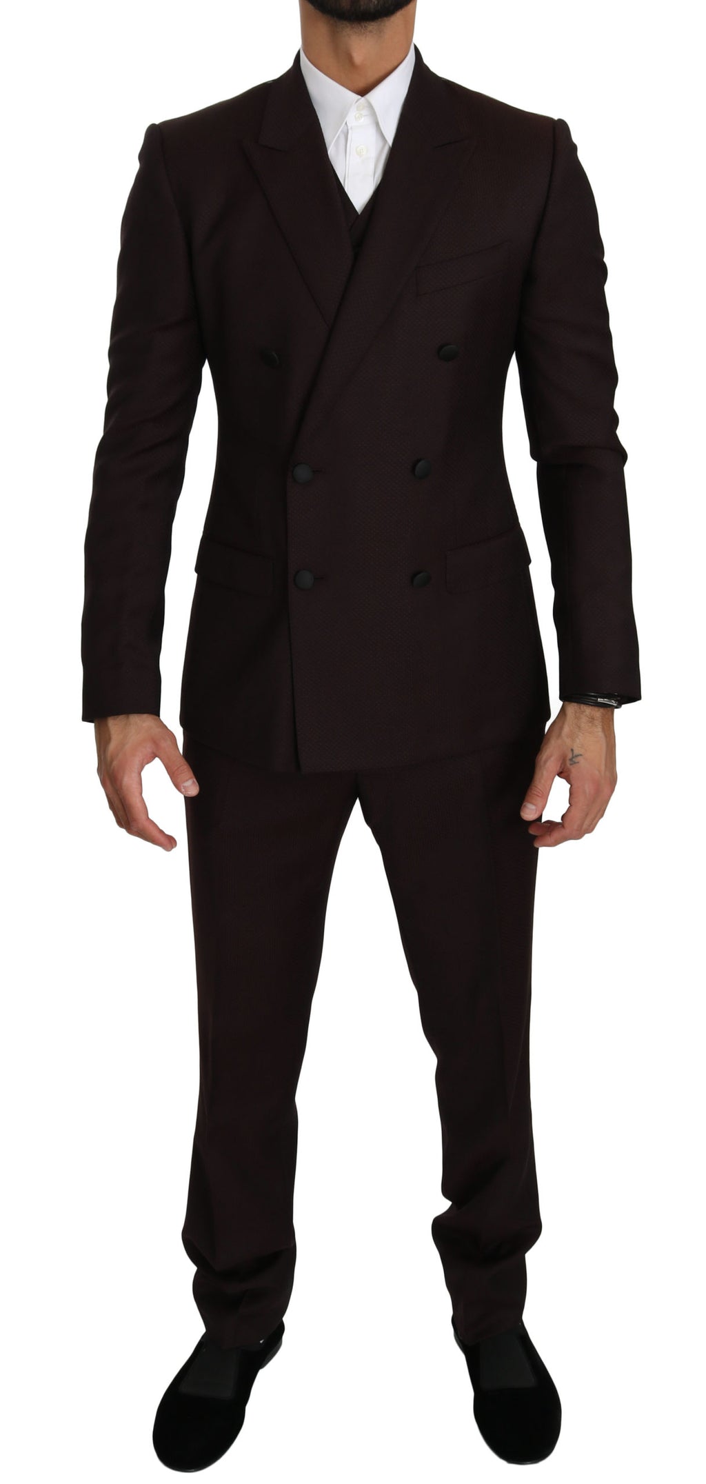 Bordeaux Wool Slim 3 Piece MARTINI Suit