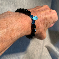 Blue Tear with Black Glass Beads Bracelet