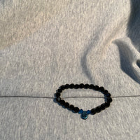 Blue Tear with Black Glass Beads Bracelet