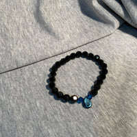 Blue Tear with Black Glass Beads Bracelet