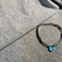 Blue Tear with Chevron Hematite Beads Bracelet