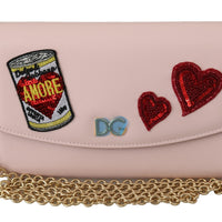 Pink Amore Patch Shoulder Wallet Borse Leather Bag