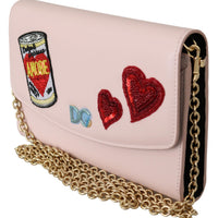 Pink Amore Patch Shoulder Wallet Borse Leather Bag