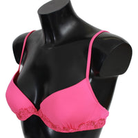 Pink Embroidered Swimsuit Bikini Top