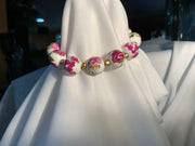 Roses and Irises 12mm Glass Beaded Bracelet