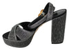 Gray Heart Heels Sandals Platform Shoes