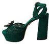 Green Taormina Lace Crystals Sandals Shoes