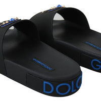 Black #dgfamily Flats Beachwear Slides Shoes