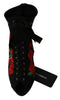 Black Red Roses Ankle Booties Shoes