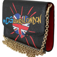Black #DGLovesLondon Shoulder Clutch Borse Leather Bag