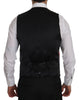 Black Printed Polyester Formal  Vest