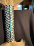 Seahorse and Turquoise Beads on Mermaid Scales Hair Wrap Tie