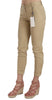 Khaki Casual Fitted Cotton Trousers Pants
