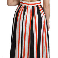 Multicolor Stripes A-Line Pleated Midi Dress