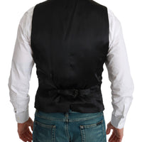 Black Crystal Waistcoat Formal Silk Vest