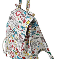 White Multicolor Leather Backpack SICILY Purse