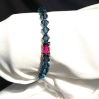 Swarovski Montana & Single Fuchsia Crystal Bead Bracelet