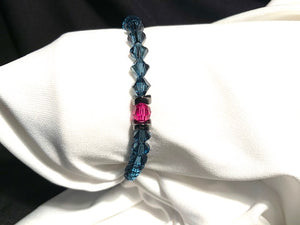 Swarovski Montana & Single Fuchsia Crystal Bead Bracelet
