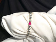 Swarovski Fuchsia Crystal with Sterling Silver Beads Bracelet