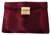 Bordeaux Velvet Leather Women Document Briefcase Bag