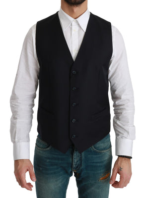 Blue Waistcoat Formal Stretch Wool Vest