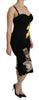 Black Lace Crystal Bodycon Midi Dress