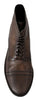 Brown Patterned Leather Derby Boots Shoes