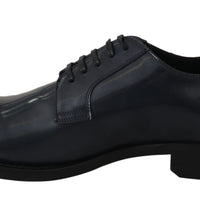 Blue Leather Derby Dress Formal Shoes