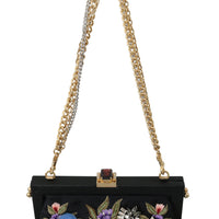 Black Floral Embroidered Crystal Shoulder VANDA Purse