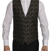 Black Star Patterned Slim Formal Vest