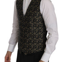 Black Star Patterned Slim Formal Vest