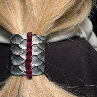 Swarovski Fuchsia Crystals on Mermaid Scales  Hair Tie