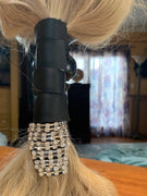 Sparkling Cubic Zirconia on Black Leather Hair Wrap Tie, by Hair Tie Rebel
