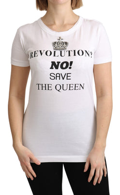 White The Queen Crystal Crewneck T-shirt Top