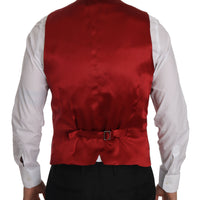 Red Gold Jacquard Slim Fit Vest