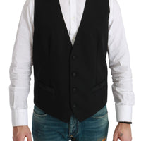 Black Waistcoat Formal Virgin Wool Vest