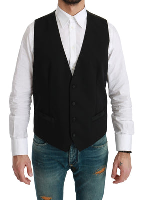 Black Waistcoat Formal Virgin Wool Vest