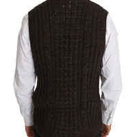 Brown Knitted Wool Vest Cardigan Sweater