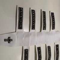 Studs & Discs with Celtic Cross on White Hair Wrap by Hair Tie Rebel