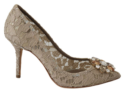 Bellucci PumpsShoes Beige Lace Crystals Pump