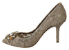 Bellucci PumpsShoes Beige Lace Crystals Pump