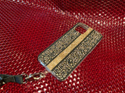 Brass Pebbles with Gold Rhinestones iPhone Silicone Case with Lanyard