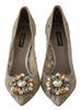 Bellucci PumpsShoes Beige Lace Crystals Pump