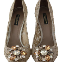 Bellucci PumpsShoes Beige Lace Crystals Pump