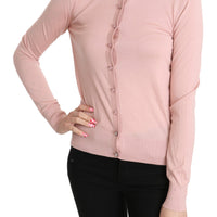 Pink Cashmere Long Sleeve Cardigan Sweater