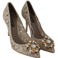 Bellucci PumpsShoes Beige Lace Crystals Pump