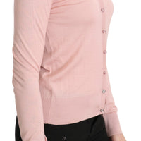 Pink Cashmere Long Sleeve Cardigan Sweater