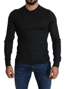 Gray Crew Neck Pullover Virgin Wool Sweater