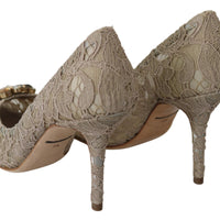 Bellucci PumpsShoes Beige Lace Crystals Pump